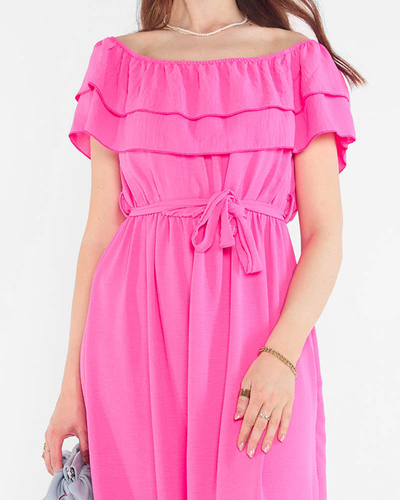 Fuchsia Damenkleid mit Rüschen - Kleidung