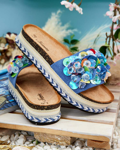 Royalfashion Damen Loassa Strass-Flip-Flops