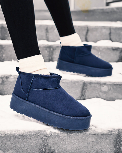 Royalfashion Marineblaue kurze Damenstiefel a'la Schneestiefel Teritsi