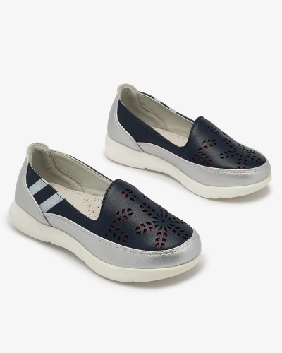 Silberne und marineblaue Slipper für Mädchen Ewesgi- Footwear