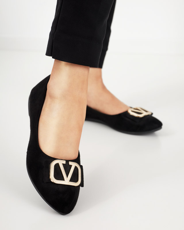 Schwarze Damen-Ballerinas mit Verzierung an der Spitze Cavo - Footwear