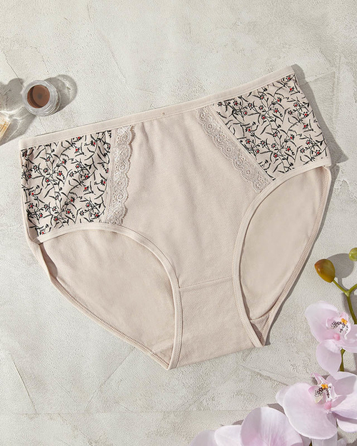 Труси жіночі з принтом бежевого кольору. PLUS SIZE - Нижня білизна