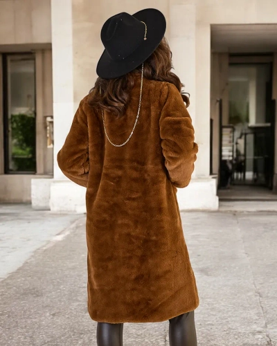 Пальто жіноче хутряне Royalfashion Brown