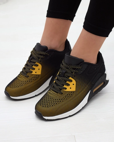 Schwarze Damen Sportschuhe mit gelben Einsätzen Letera - Footwear