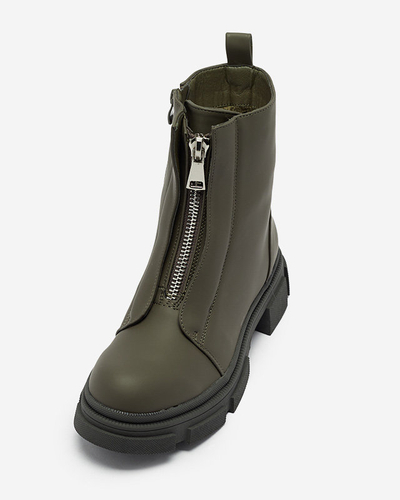 Isolierte dunkelgrüne hohe Damenstiefel Slovys- Footwear