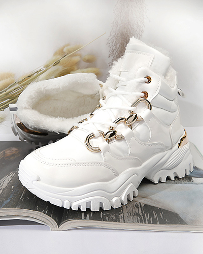 Weiße sportliche Damen-Winterstiefel a'la trappers Mertika - Footwear