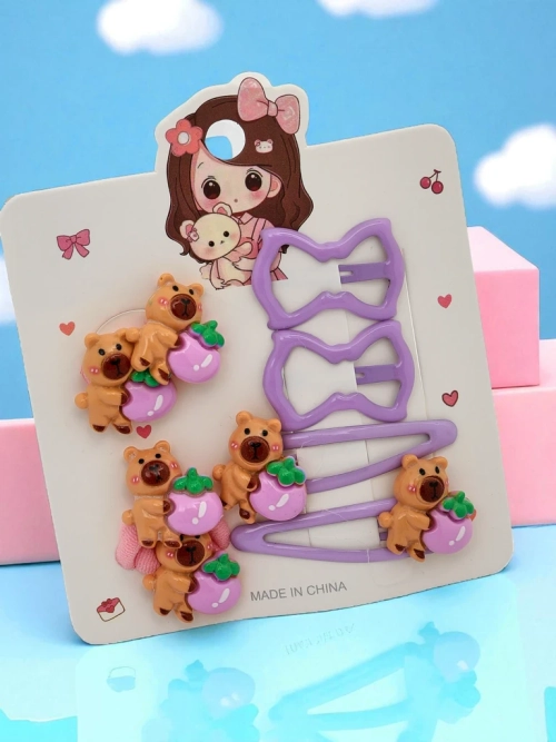 Набір заколок для волосся з ведмедиком і бантиками