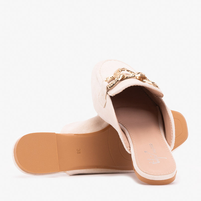 Cremefarbene Hausschuhe a'la Mokassins Gabbu-Schuhe