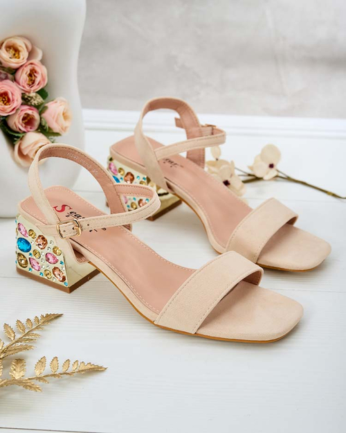 Босоніжки жіночі Royalfashion на стійці з кристалами Ohvare