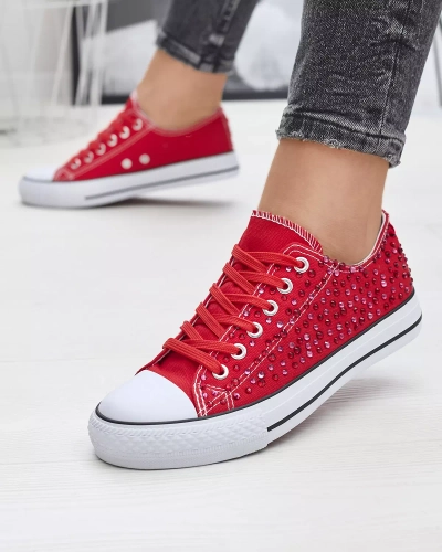 Damen-Sneaker mit farbigen Zirkonen in Rot Amando- Footwear