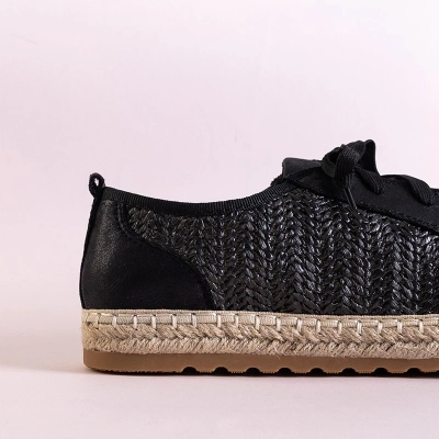 OUTLET Schwarze Damen-Sneaker a'la Espadrilles Fesmav - Schuhe