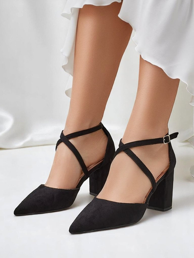 Royalfashion Damen‑Pumps aus Öko‑Kunstwildleder mit Kanastru‑Riemen