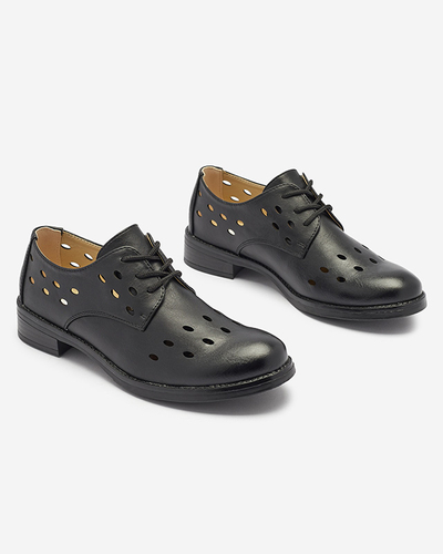 Durchbrochene Damen-Halbschuhe aus Öko-Leder in Schwarz Selofso- Footwear