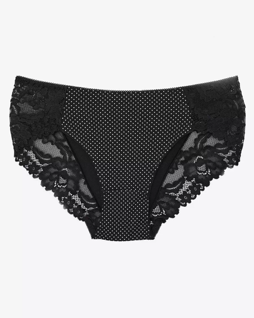 Чорні жіночі трусики з принтом в горошок - Нижня білизна