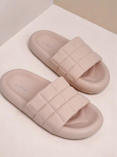 Royalfashion Damen Pantoletten mit flacher Sohle Quilt Walk
