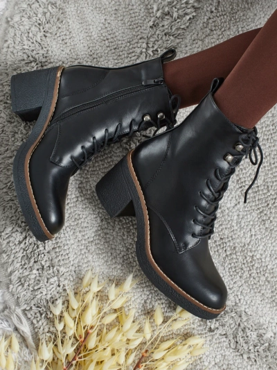 Damen Stiefeletten aus Öko-Leder mit Blockabsatz Zeltra