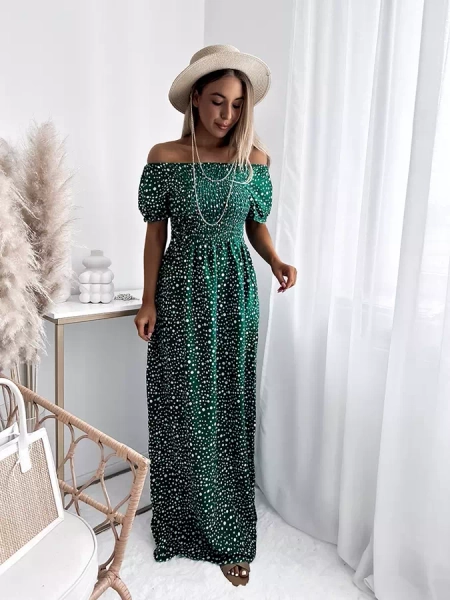 Grünes Damen Maxikleid aus Erbsen- Kleidung