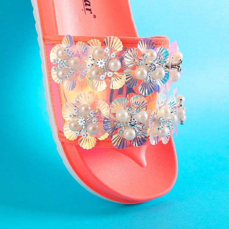 Korallen-Plateau-Sandalen für Damen mit Maurelle-Verzierungen - Schuhe