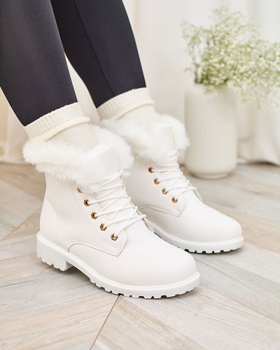 Royalfashion Classic Damenstiefel a'la trappers in weiß Dotsacia