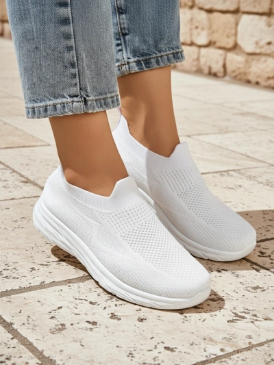 Royalfashion Damen Sport Slip-On Schuhe Weiß