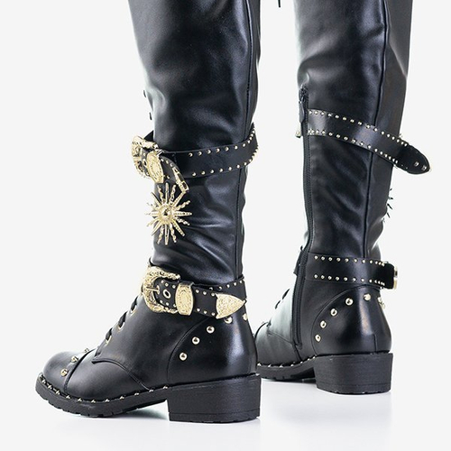 Чорні черевики з золотими орнаментами Антанасія - Взуття