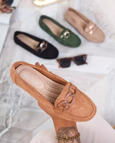 Damen Mokassins in Kamelfarbe mit Kette Lertika - Schuhe