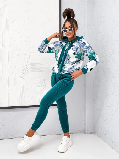 Royalfashion Damen Baumwollset, das an Samt mit Blumen erinnert