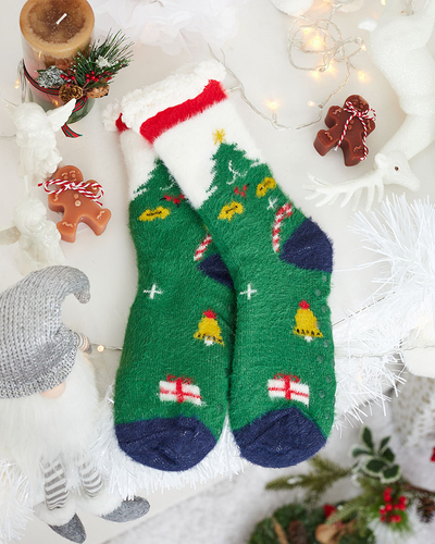 Royalfashion Warmed Christmas Green Damensocken