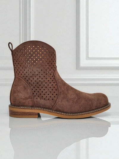 Royalfashion Damen Stiefeletten mit Ajourmuster Toffas