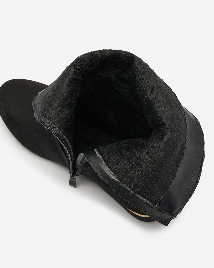 Royalfashion Schwarze Stiefel aus Öko-Wildleder mit verstecktem Anker Lovely