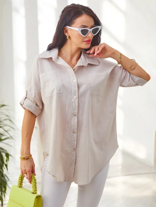 Royalfashion Жіноча бавовняна сорочка з рукавами 3/4