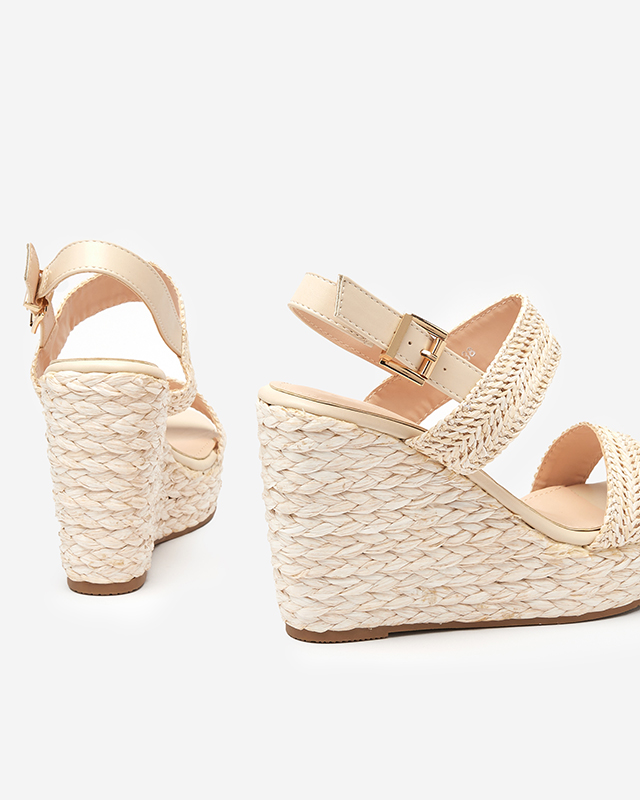 Beige Damensandalen a'la Stroh geflochten Merisad - Schuhe