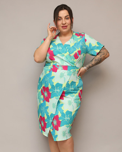 Royalfashion Damen Kleid aus geblümtem Stoff PLUS SIZE