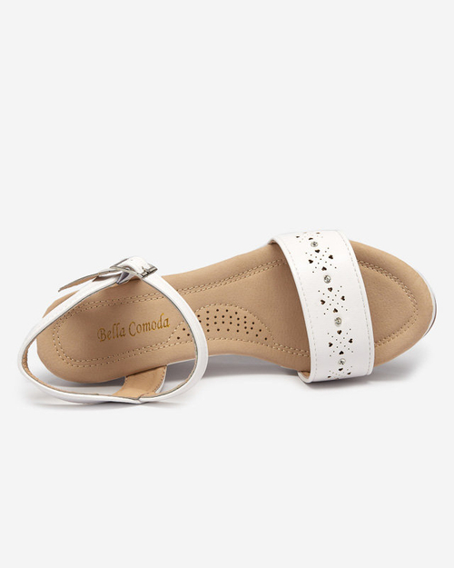 OUTLET Жіночі білі босоніжки на танкетці Bellomia - Взуття