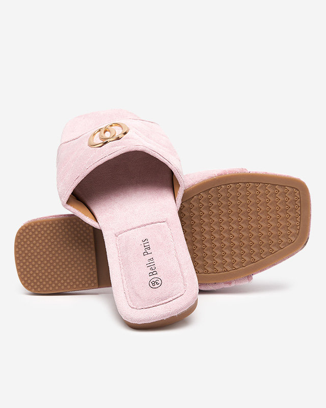 Violette Damen-Slipper aus Öko-Wildleder mit goldener Verzierung Fanico - Footwear