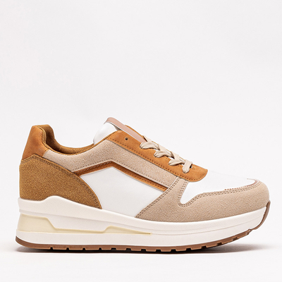 OUTLET Beige Sportschuhe für Damen mit massiver Nertiso-Sohle - Schuhe