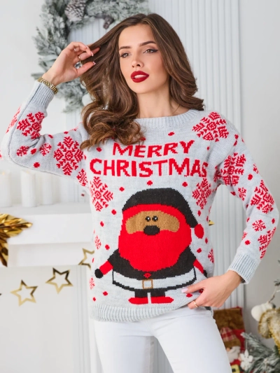 Royalfashion Damen Weihnachtspullover mit Weihnachtsmann