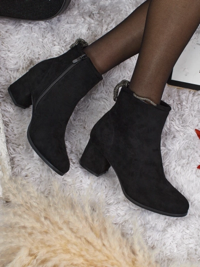 Damen Stiefeletten Ornella aus Wildlederimitat mit Blockabsatz