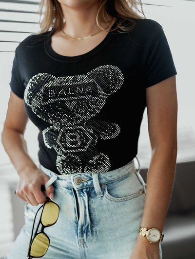 Royalfashion Damen-T-Shirt mit Zirkonen