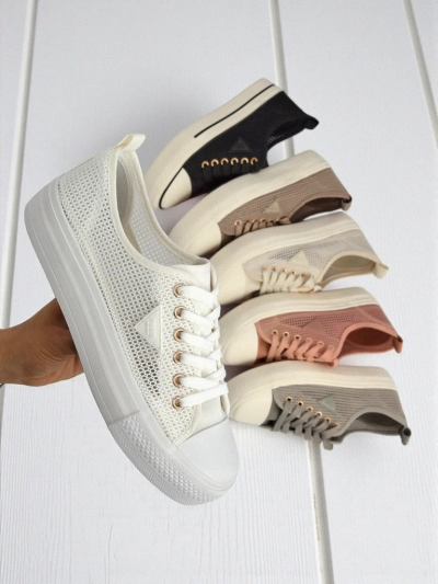 Damen Weiße Ariadne Mesh Sneaker – Atmungsaktive Turnschuhe mit flacher Sohle