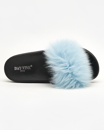 Hausschuhe mit Fell in blau Nate - Schuhe