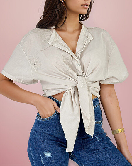 Royalfashion Damenhemd in Übergröße mit Stickerei