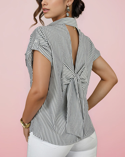 Royalfashion Gestreiftes Damenshirt mit Schleife