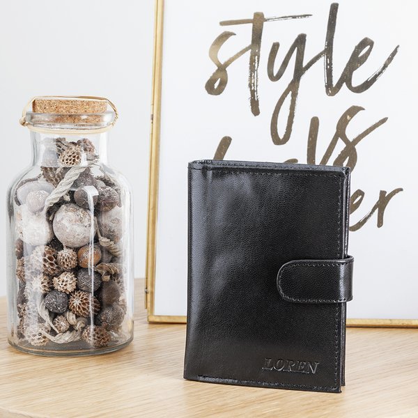 Schwarze Herrenbrieftasche mit Knopf - Brieftasche