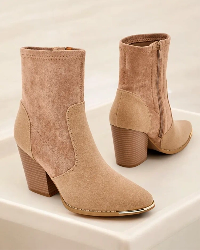 Royalfashion Damen-Ankle-Boots aus Eco-Wildleder auf einem Absatz Grau