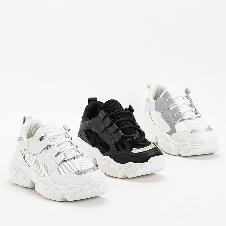 Weiße Plateau-Sneaker für Damen mit silbernen Einsätzen von Verica - Footwear