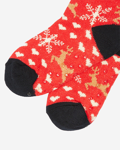Rote Damensocken mit Weihnachtsmuster - Unterwäsche