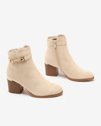 Royalfashion Beige Damen Öko-Wildleder isoliert Post Ankle Boots