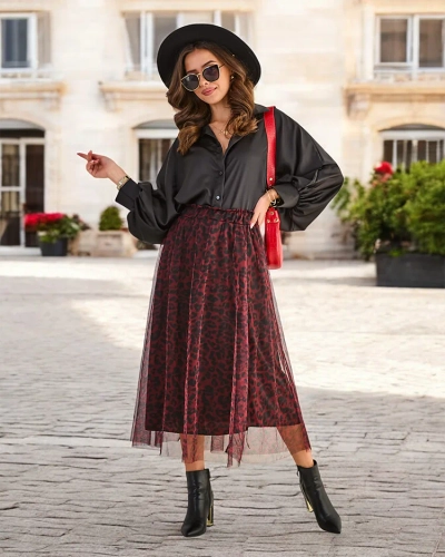 Royalfashion Gemusterter Midi-Rock für Damen mit Tüll