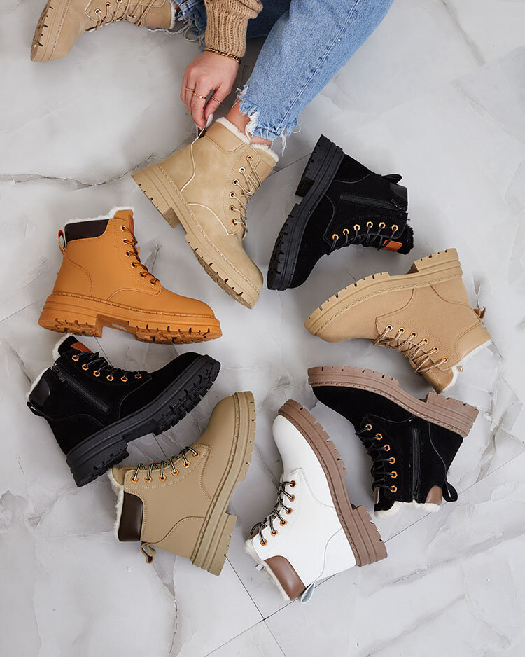 Royalfashion Weiße isolierte Damen Trapper-Stiefel Radoras